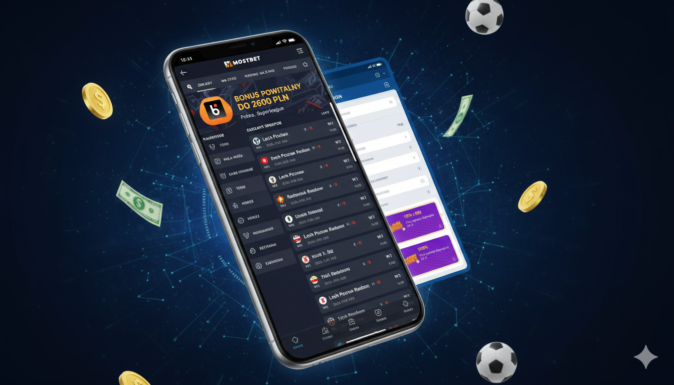 Zrzut ekranu aplikacji mobilnej Mostbet na smartfonie z interfejsem zakładów