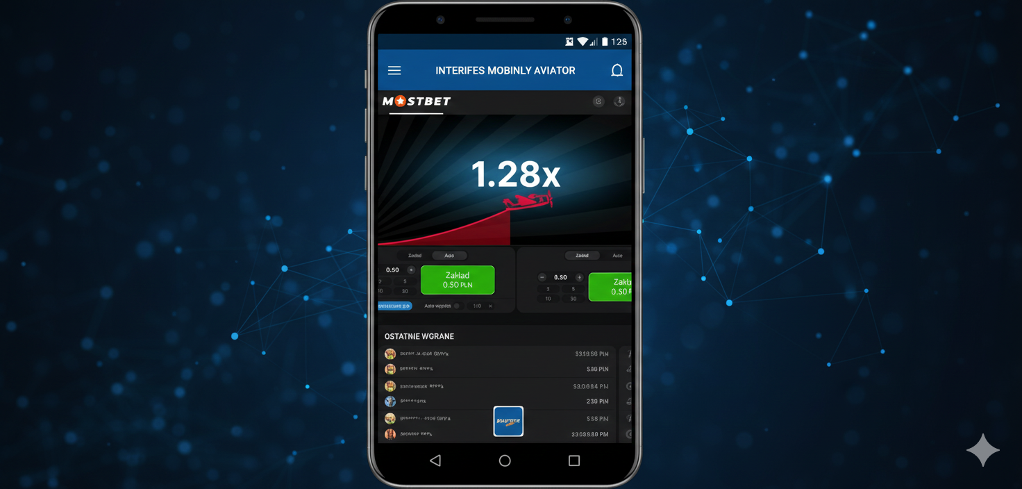Mobile interface of Aviator game in Mostbet application on smartphone