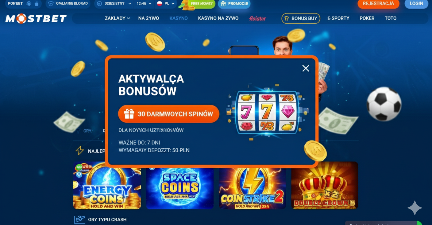 Activation screen of 30 free spins in Mostbet user profile