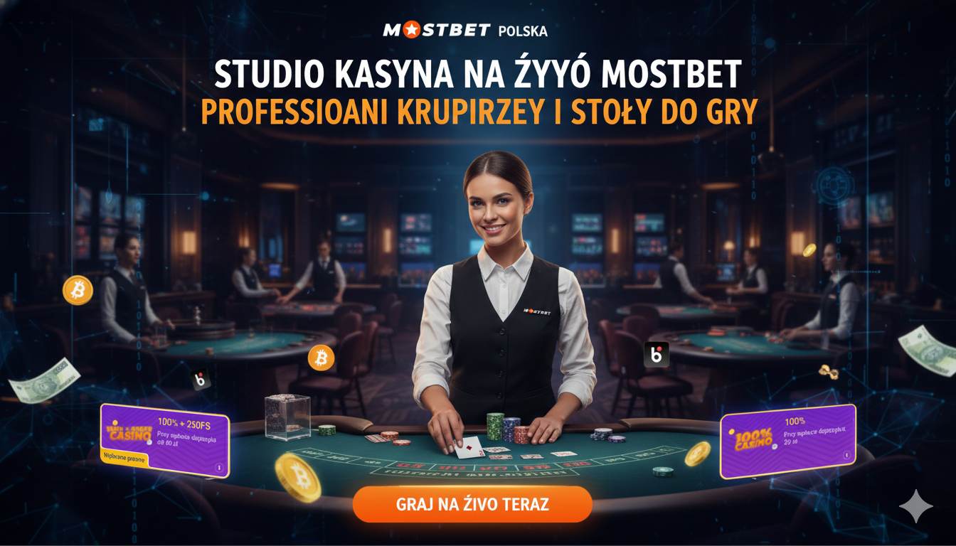 Studio kasyna na żywo Mostbet z profesjonalnymi krupierami i stołami do gry