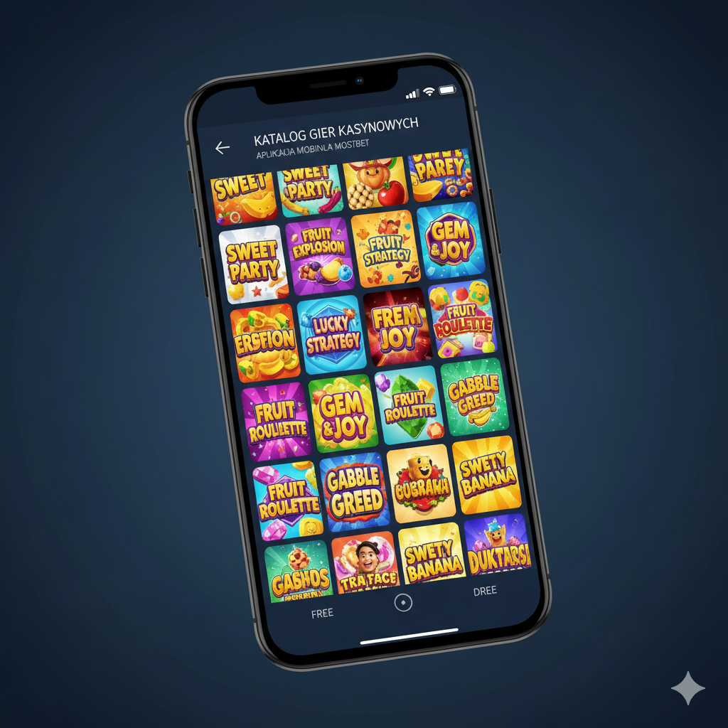 Katalog gier kasynowych w aplikacji Mostbet na Android