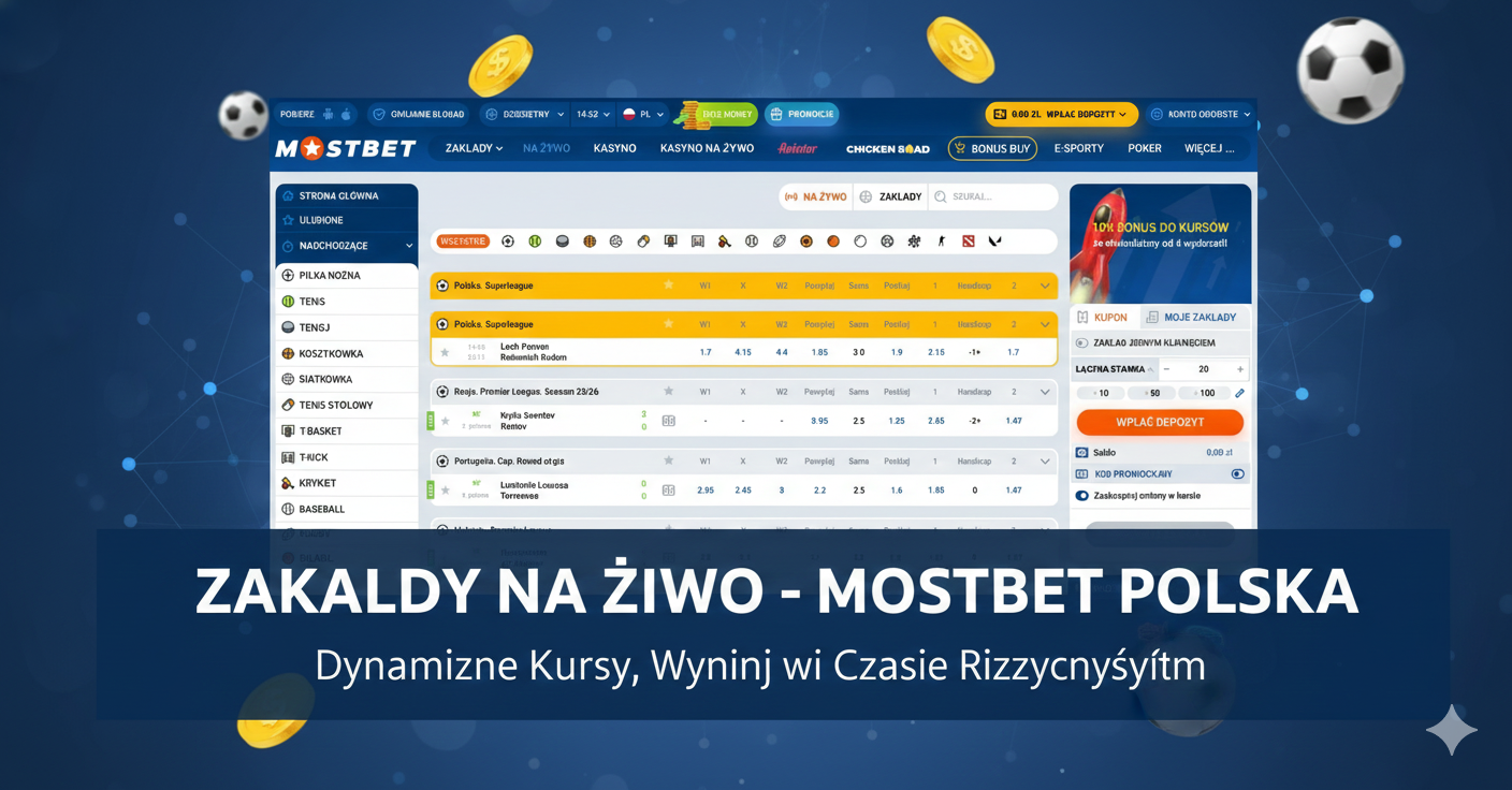 Interfejs zakładów na żywo w Mostbet z aktualnymi kursami i wynikami