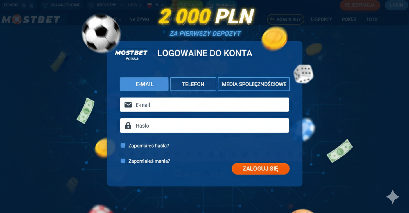 ekran logowania do konta mostbet polska