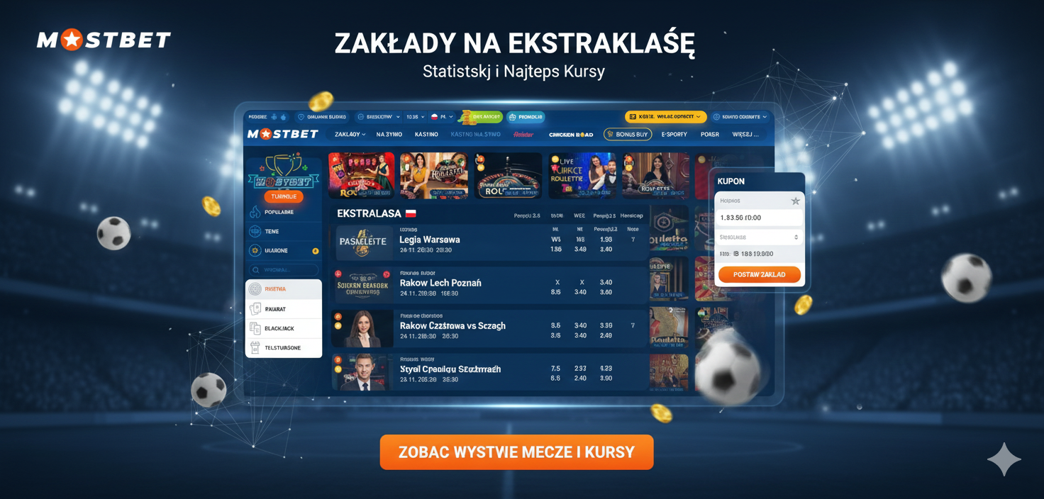 Zakłady na Ekstraklasę w Mostbet - statystyki i kursy