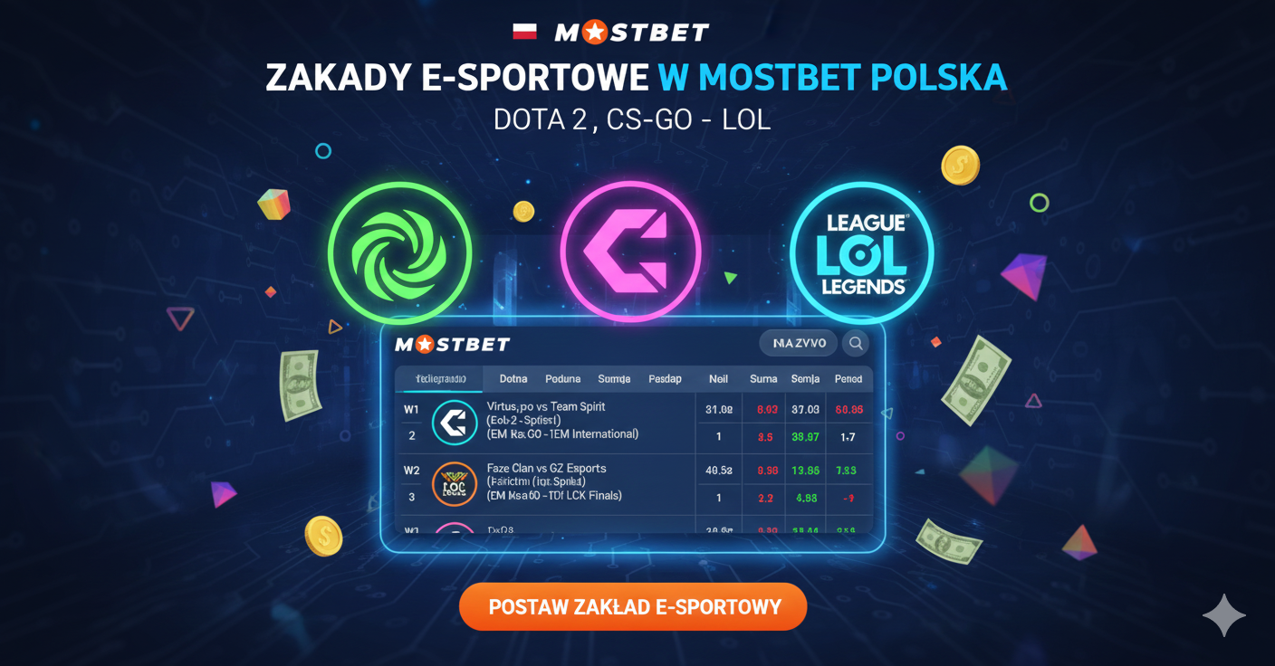 Zakłady e-sportowe w Mostbet Polska - Dota 2, CS:GO, LOL