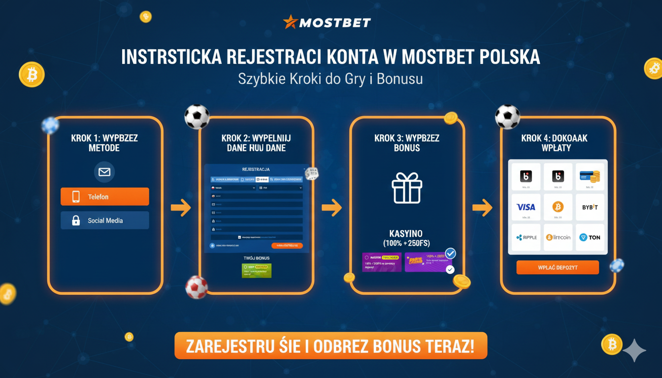 Instrukcja rejestracji konta w Mostbet Polska z podziałem na kroki