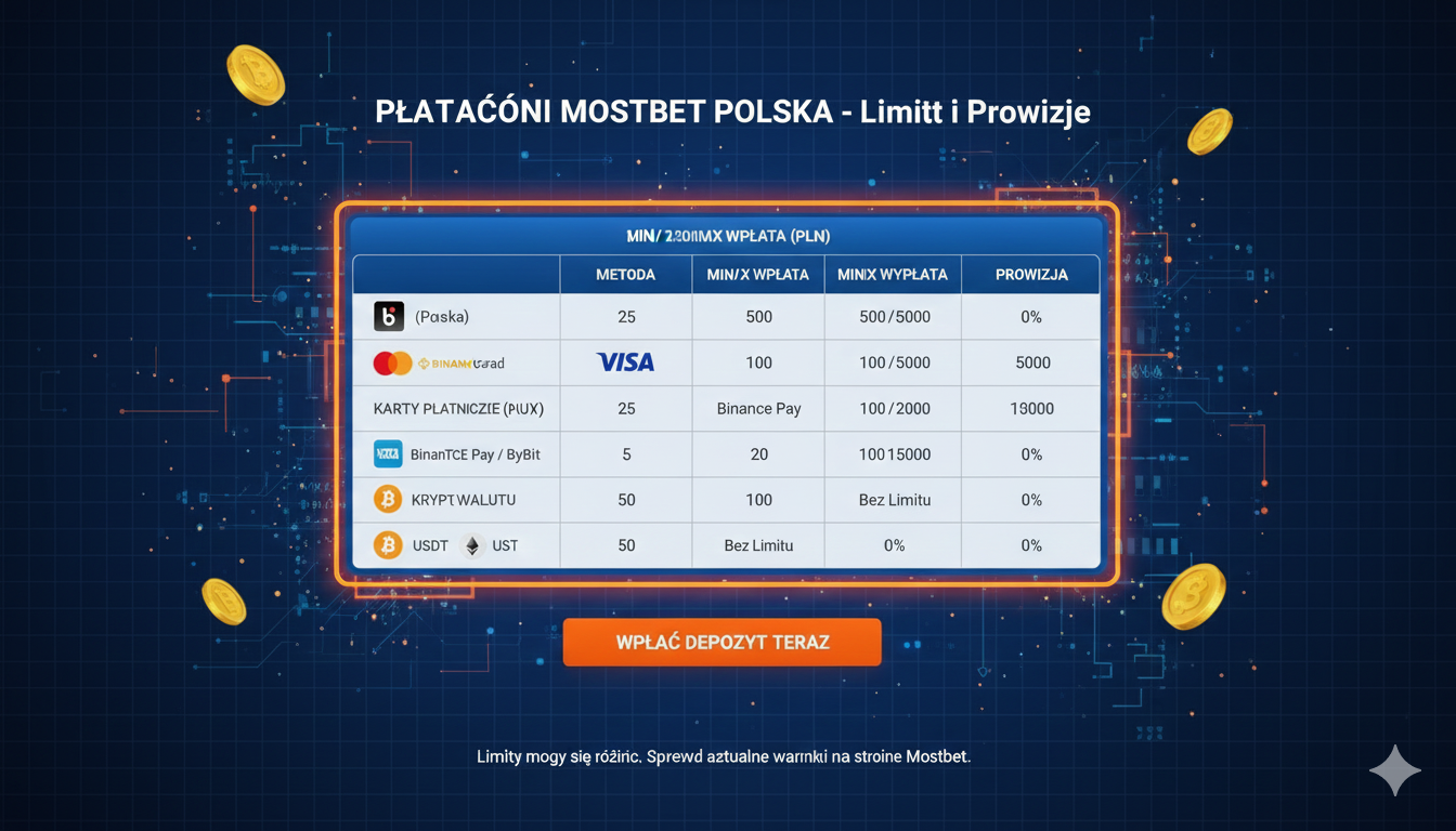 Płatności Mostbet Polska limity wpłat i wypłat prowizje