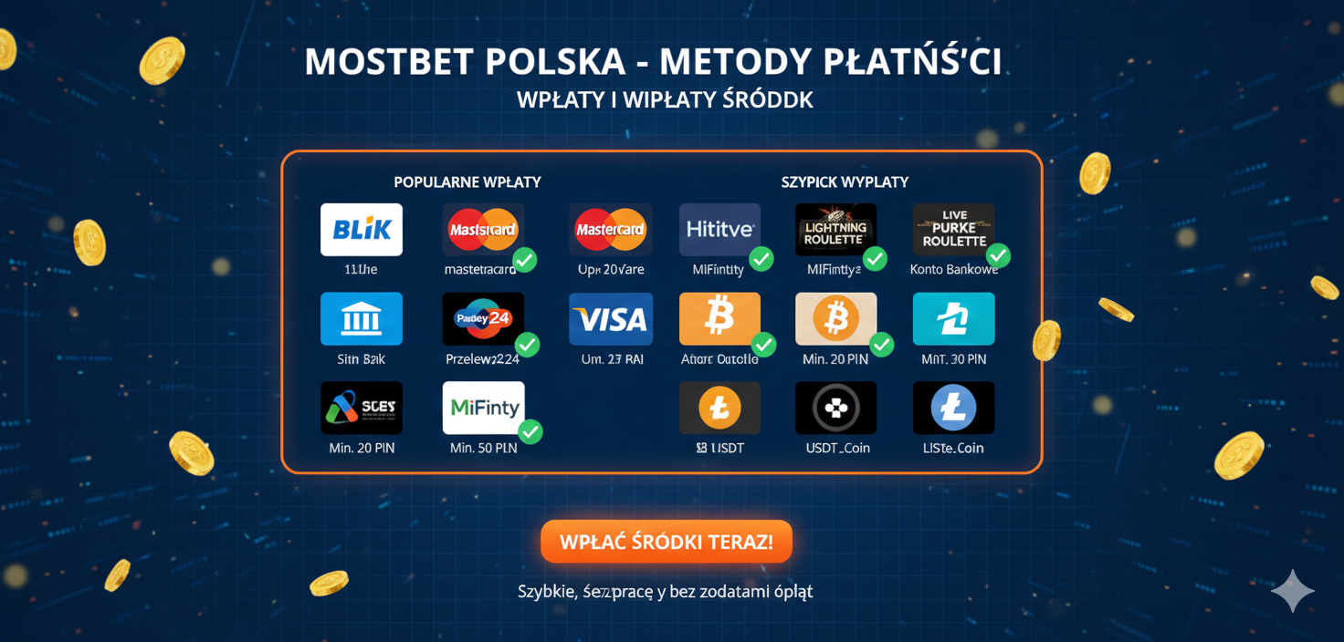 Metody płatności w Mostbet Polska - wpłaty i wypłaty środków