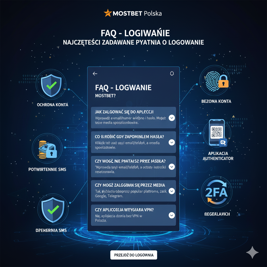 FAQ section with answers to questions about mostbet login