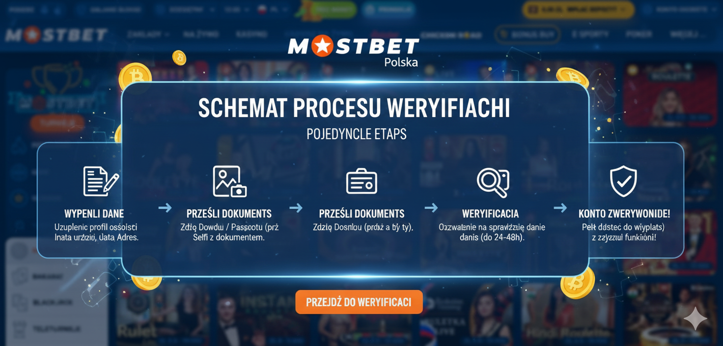 Schemat procesu weryfikacji Mostbet - poszczególne etapy