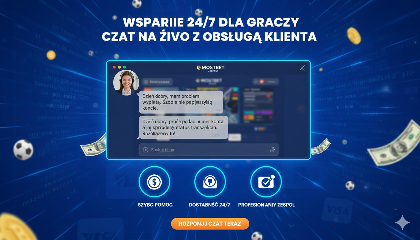 Zespół obsługi klienta Mostbet odpowiadający na pytania graczy przez czat na żywo