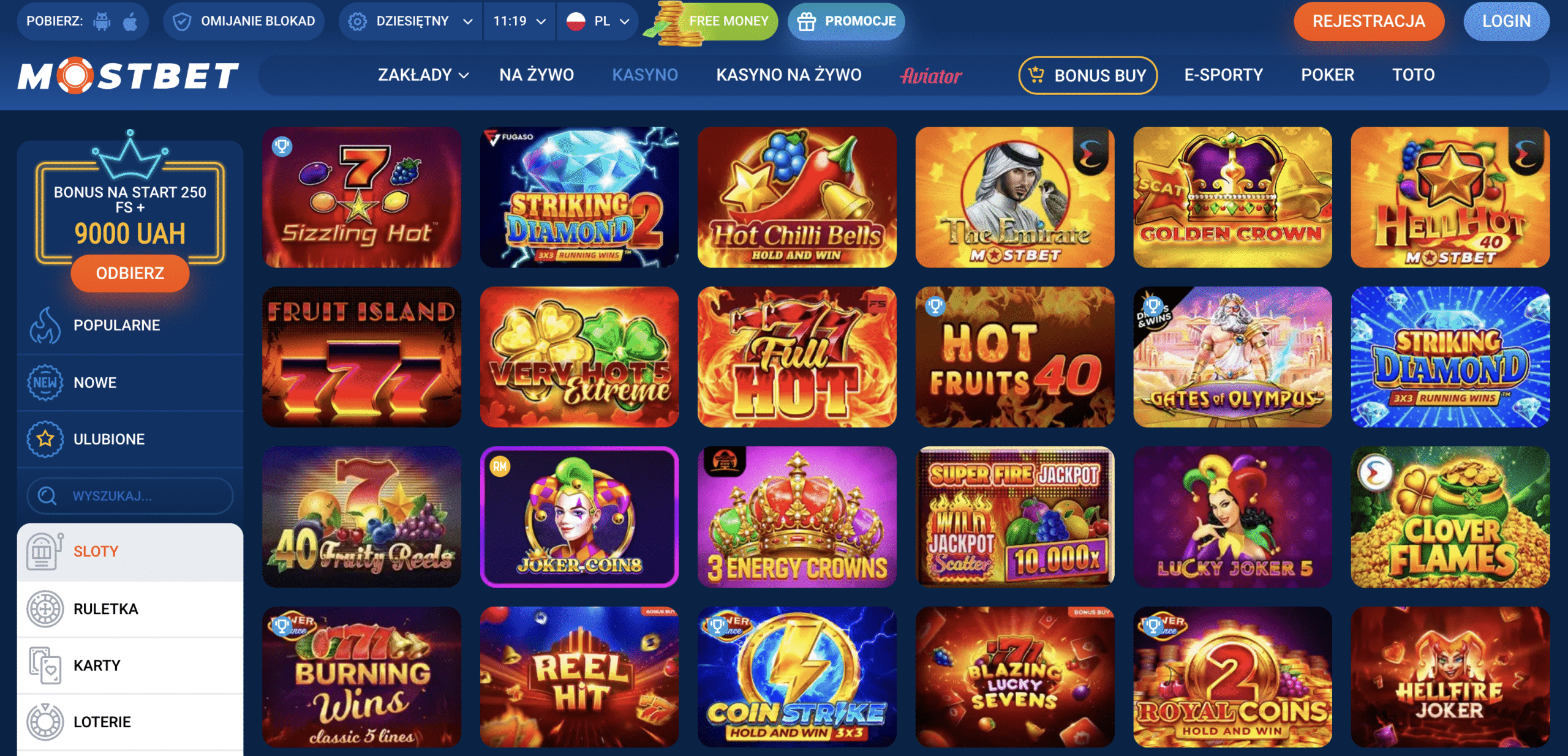 sloty mostbet pl game lobby interface