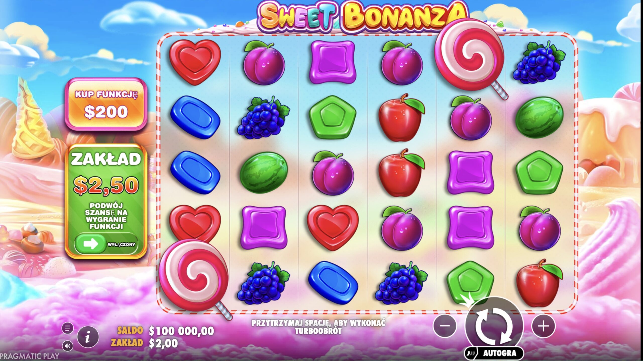 Free spins feature with multipliers in Sweet Bonanza